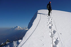 summit Vallunaraju mountain